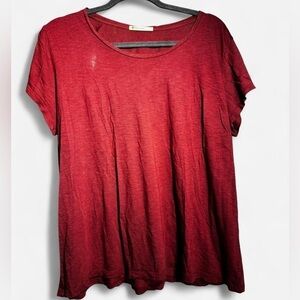 Marine Layer 50% Supima Cotton/50% Modal Scoop Neck Tee in Burgundy Color